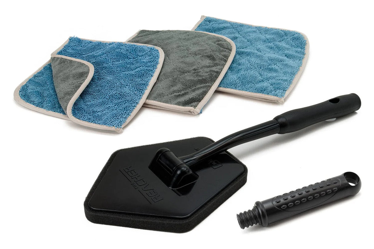 Windshield Cleaning Extension Tool with 3 Glass Microfiber Towels